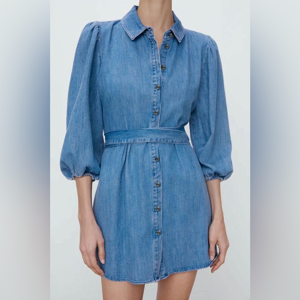 ZARA *NWT* Blue Denim Button-Up Dress